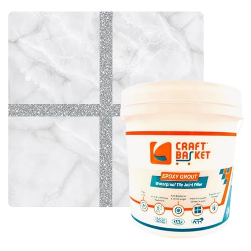 Image of LUXURY BRIGHT GOLD /SILVER /COPPER Glitter Epoxy Grout for Tiles, Waterproof, Tiles Gap Filler (Bright Silver Glitter, 1 kg)