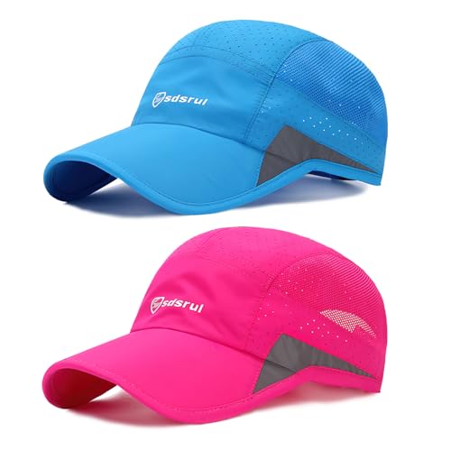 AYPOW 2 Packs Gorra de BéIsbol Transpirable para Hombre,Gorra de ProteccióN solar de Secado RáPido,Gorra de Malla Plegable Lavable Gorra Ligera Sombreros de Verano al Aire Libre con Hebilla Ajustable