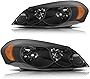 Headlight Assembly Pair Fit For Chevrolet Impala 2006-2016,For Chevrolet Impala Limited 2014-2016,For Chevrolet Monte Carlo 2006-2007 TUPARTS Black Housing Amber Reflector Clear Lens 25958359 25958360
