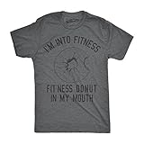 Mens Fitness Donut in My Mouth T Shirt Funny Foodie Gift Sarcastic Tee for Guys (Dark Heather Grey) - L