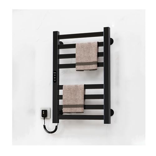Porte-serviettes chauffant noir mural électrique avec minuterie - 2