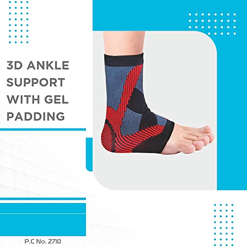 Image of Vissco 3D Ankle Support With Gel Padding, Stretchable Ankle Support for Injured Ankles, Arthritic Pain, Swelling, Stiff Joints, Pain Reliever for Strained or Sprained Ankles - XXL (Multicolor)