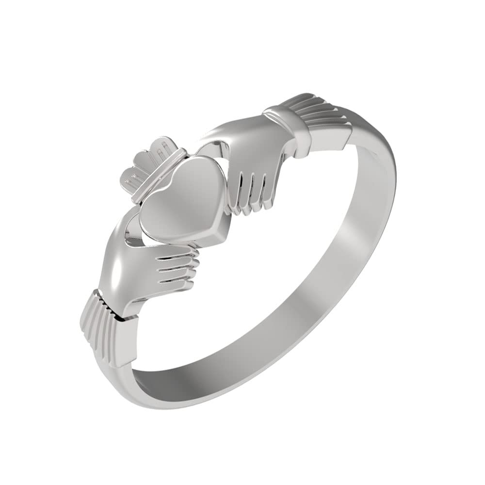 Lisa Hsieh Classic Traditionally Irish Stainless Steel Claddagh Wedding Fede Ring Band, 8