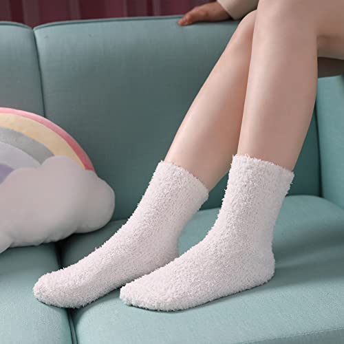 Image of CHOWISH Womens Fuzzy Slipper Socks Super Soft Microfiber Fluffy Cozy Winter Warm Fuzzy Crew Socks