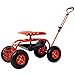 HEIGHYOXP Rolling Garden Scooter with Swivel Seat and Tool Tray - Heavy-Duty Steel Frame, 360° Adjustable Seat, Large Wheels for All Terrains (Red)
