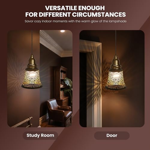 Image of 4 Pack Bronze-Gold Chrysanthemum Fixture Replacement Globes Shades with 1-5 /8 inch Fitter, ALUCSET 4.72 inch Height and 4-3 /4 inch Diameter, Metal Cover for Pendant Lamp Wall Lamp