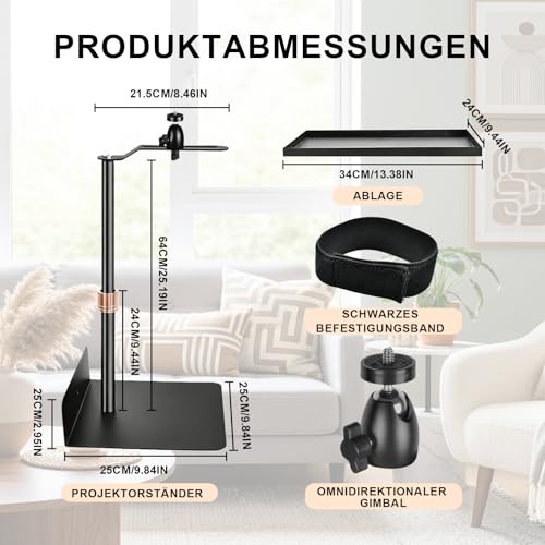 Soporte universal para proyector extensible de pared con bandeja y cabezal giratorio ajustable 2