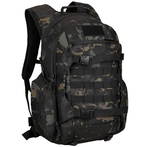 YuanWen Sac à dos tactique 50 L, sac à dos militaire avec système MOLLE, sac à dos de randonnée résistant à l'eau pour le vélo, le cyclisme, les voyages et le camping, compartiment pour ordinateur