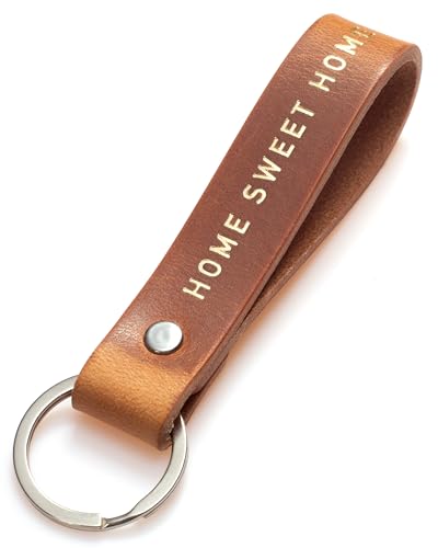 ELBERCRAFT® Schlüsselanhänger Leder HOME SWEET HOME Geschenk für Frauen oder Männer pflanzlich...