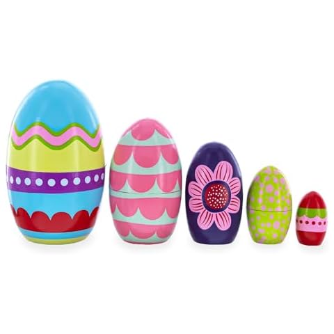 Set of 5 Hand Painted Wooden Easter Eggs Cover