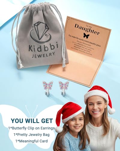 Image of Clip On Butterfly Earrings for Girls Daughter Granddaughter Gifts