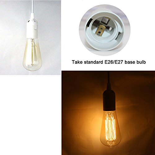 Pendant Light Sockets, Sopoby 4-Pack Hanging Lamp Socket For E26 / E27 Base Bulbs, 5.9Ft Light Cord Kit With On/Off Switch, White #TOP4