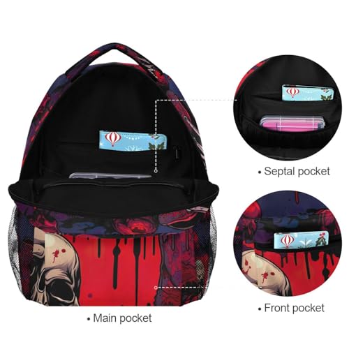 Sac à dos informatique crâne imperméable multipoche de 16 pouces - 7