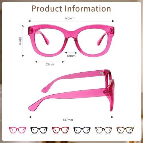 Image of JiSoo Oversized Reading Glasses for Women Men, Stylish Designer Readers Women with Large Frame