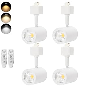 Lmaadri 12W Track Lighting Heads, LED Dimmable H Type Track Lighting fixtures,3-Color Selectable 3000K-4000K-6000K for Kitchen Accent, Art Exhibition Lighting, Flicker Free CRI90+ (White 4 Pack)