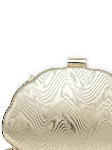 Women's Shiny Texture Clutch Purses 3D Cloud Shell Handbag Evening Party Crossbody Bag With Chain Strap3