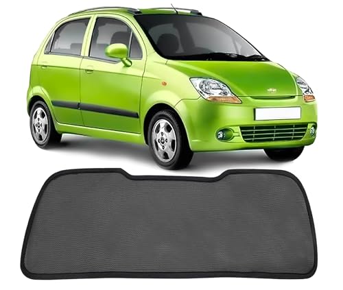 Image of Autofact Dicky Curtain for Chevrolet Spark | Custom Fit Rear Windshield Sunshade | Foldable Mesh | Privacy & Cooling Car Accessory | Car Rear Sun Shade UV Block Easy Install Durable Black Mesh