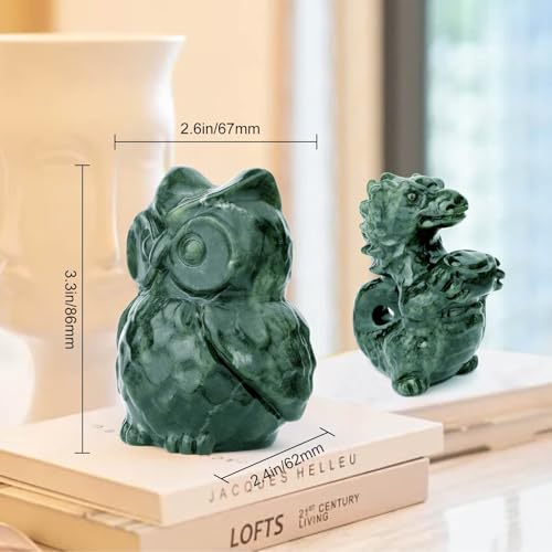 Estatua de Búho de Piedra Jade 3.3 pulg miniatura 3