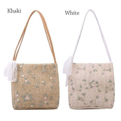 Shoulder Bag Female Handbags Beach Large Capacity Summer (White)2