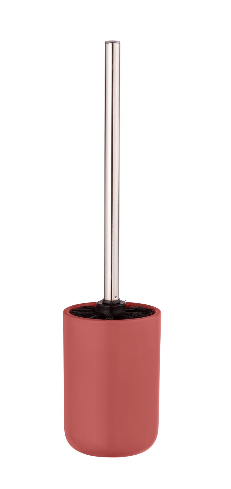 Allstar Olinda Toilet Brush Holder in Frosted Finish Ceramic with Black Toilet Brush Holder Diameter 9.5 x Depth 40 cm Red - Image 2