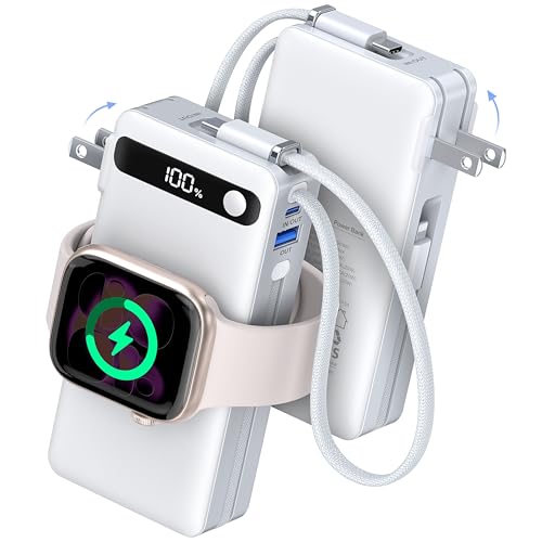 Portable Charger with Built-in Cables & Wall Plug...