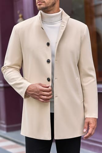 Image of Makkrom Mens Casual Overcoat Single Breasted Peacoat Business Topcoat