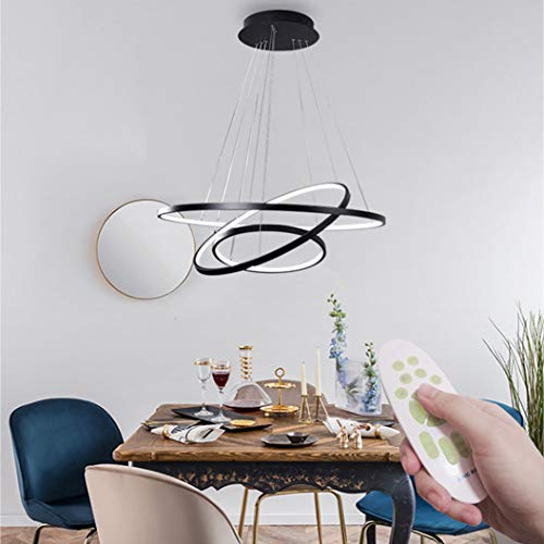 Moderne LED Pendelleuchte, Linear Hängelampe 30+45+60cm Unabhängige Suspension, Dimmbare Pendellampe for Wohnzimmer Schlafzimmer Esstisch Esszimmerlampe mit Fernbedienung (Schwarz, 30+45+60cm)
