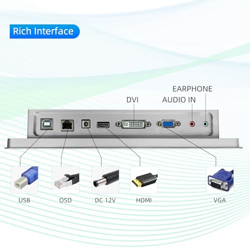 Image of 10.1 inch Aluminum Flat Embedded Industrial Touch Screen Monitor,HDMI /VGA /DVI Interface, Capacitive Touch Screen Monitor,10 Points Touch,IP65 Waterproof 1280 x 800 @ 60Hz