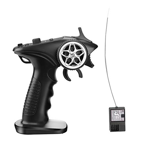 Havcybin 2.4ghz RC Controller 4CH RC Remote and Receiver Digital Radio Transmitter for 18 110 116 132 RC Car Boat Tank Crawler GA-4H-TX (Transmitter and Receiver Set), Black