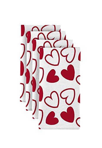 Milliken Tossed Hearts Red & White Dinner Napkins - Set of 12