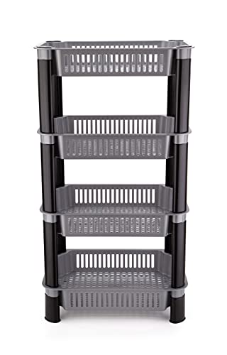 Image of U-Max Multi Tire Kitchen Storage Rack, Plastic Utility Shelf Organiser, Space Saving Storage Solution, Revolving Vegetable Rack (Silver-Regular, 4)