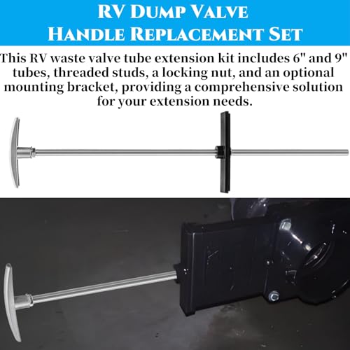 Image of 2 Sets RV Waste Valve Handle Replacement, Universal Fit | Metal Waste Valve Tube Extension Kit, Tank Valve Handles Rv Dump Valve Handle Replacement Set for Camper, Trailer
