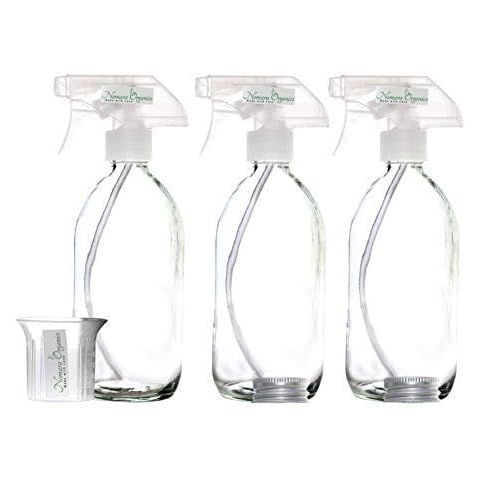 Nomara Organics BPA-Free Clear Glass Spray Bottles 3 x 300ml. Empty/Refillable/Reusable in Kitchen/Bathroom for Oil Vinegar/Beauty and Cleaning Products Cover