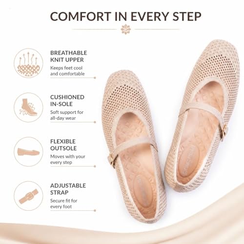 Image of Frank Mully Womens Casual Flat Shoes Square Toe Shoes Knitted Mesh Flat Comfort Work Flat Shoes for Daily Washable