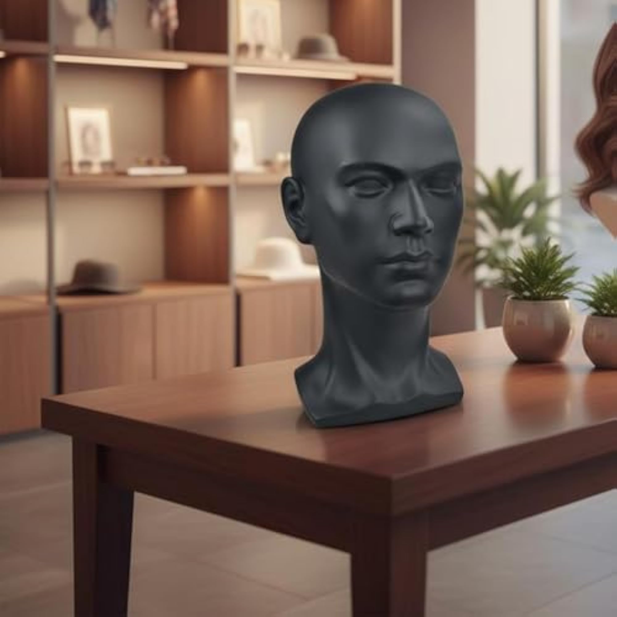 PVC Material Male Mannequin Head Display Stand