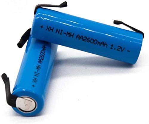 1,2 V AA Batterie 2600 2A Ni-MH Ni MH Zelle blaue Hülle mit Laschenstiften für Elektrorasierer Werkzeugbürste-4Stk-20Stk
