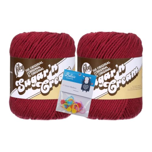 Image of Lily Sugar'n Cream Cotton Yarn Bundle with BC Markers (2, Wine)