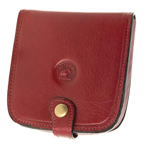 SECRETDRESSING - Porte Monnaie Cuvette Carre Elephant D Or - 100% Cuir de Vachette - Espace pour Billets et Cartes Rouge