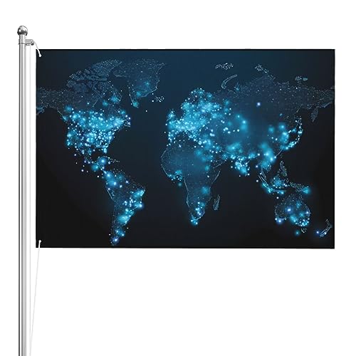 Drapeau carte du monde grand format double imprimé avec œillets de fixation
