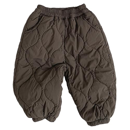 ダウンパンツ キッズ 男の子 女の子 軽量 冬 防寒パンツ 裏起毛 防風 ロングパンツ 厚手 撥水 中綿入り アウトドア 保温 ズボン ベビー 赤ちゃん ウェストゴム ゆったり 通学 通園 子供服 雪遊び 裏ボア カジュアル 暖かい(ブラウン,120)