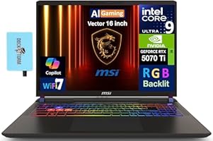 MSI Vector AI Gaming Laptop 16.0&quot; 240Hz WQXGA Display (Intel Ultra 9-275HX, GeForce RTX 5070 Ti 12GB, 64GB DDR5, 2x2TB PCIe SSD (4TB), RGB KB, Win 11 Pro) w/DKZ USB Port Expander