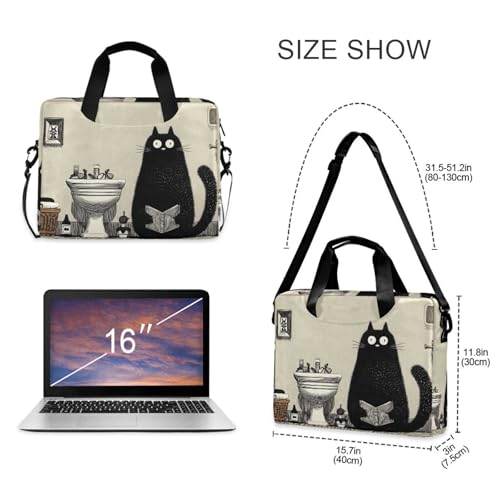 Maletín para portátil con estampado de gato divertido miniatura 5