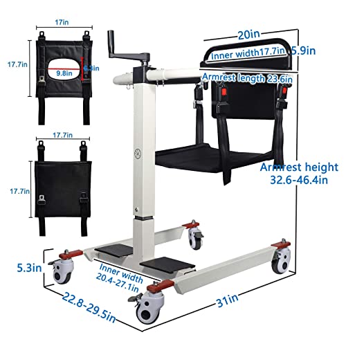 Patient Lift For Home Transfer Wheelchair Portable Wheelchair Lightweight, Car Lift For Wheelchair Transport Chair Adjustable Height Shower Chair With Wheels And Soft Cushion (Without Bedpan) #TOP5