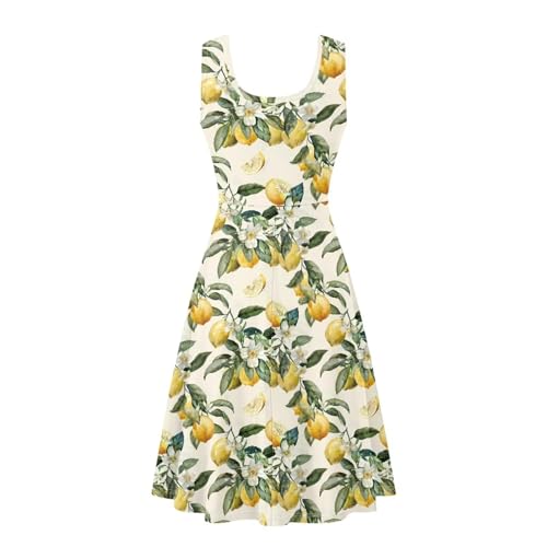 Image of Women Stylish Tank Dresses Sleeveless Round Neck Midi Casual Dress with Pocket for Summer
