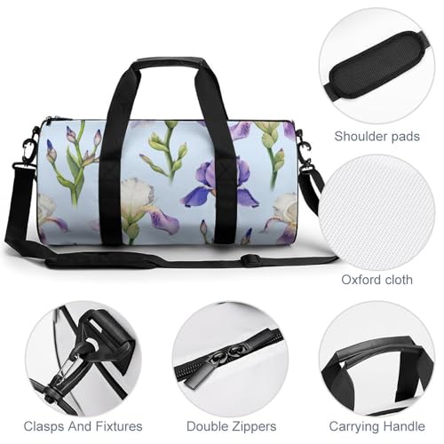 Sac de sport gym fleurs blanches pourpres sac week-end duffel bag voyage - 5