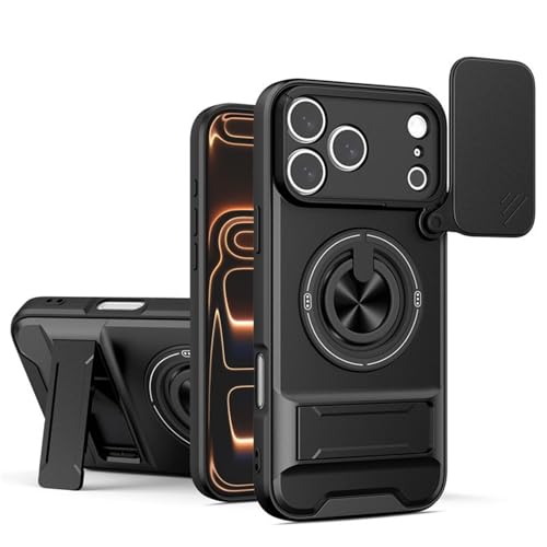 Coque iPhone 17 Air haut de gamme, protection militaire mince avec anneau magnétique noir