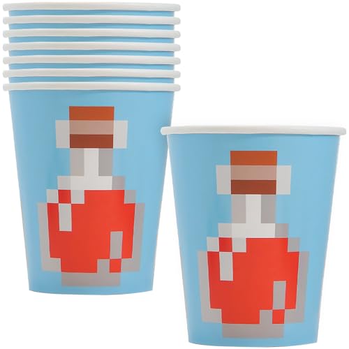 Multicolor Paper Minecraft Cups (9oz) 8 Count - Perfect for Kids'...
