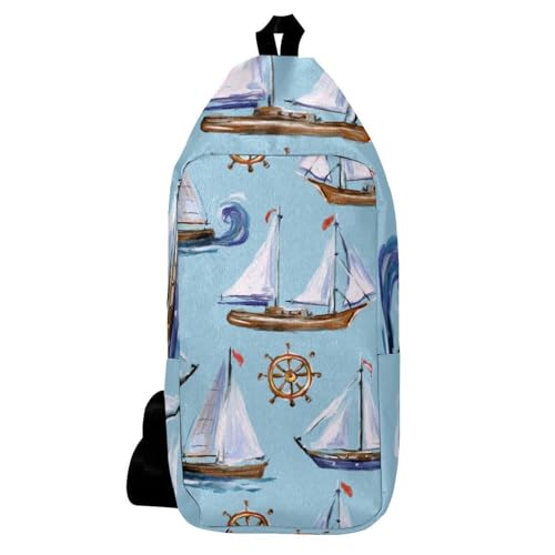 Sac à dos à bandoulière vague colorée 16x36cm pour hommes et femmes