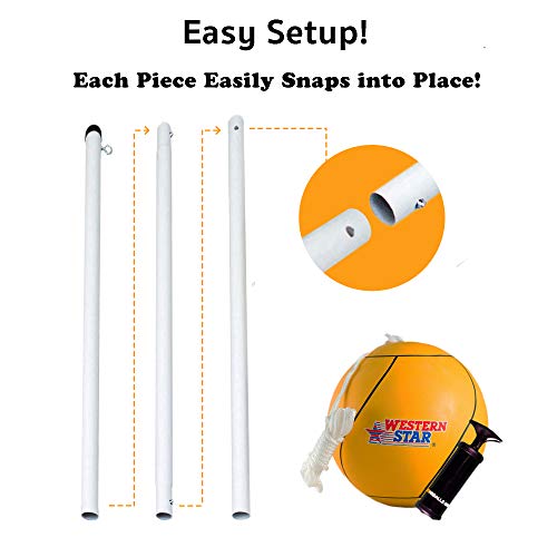 Western Star Full Size Tetherball Pole with Rope Set for Kids│Backyard and Outdoor Gift - Premium Line (Yellow)