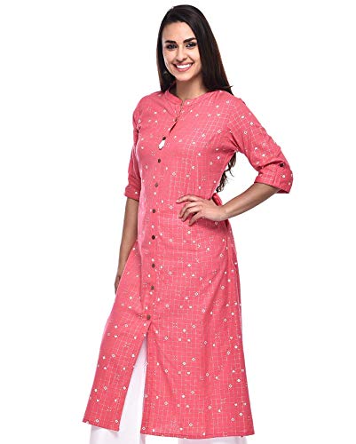 Image of Pistaa's Women's Cotton Relaxed Fit A Line Kurta